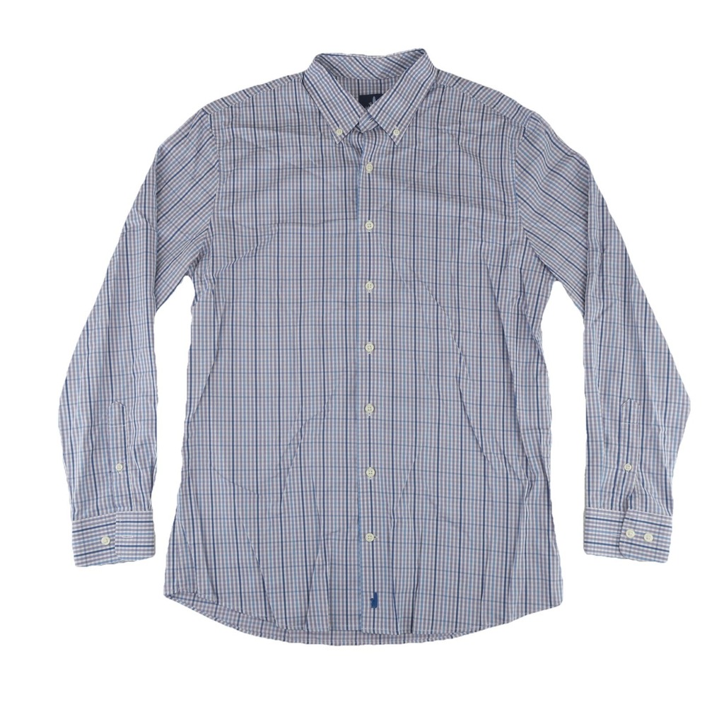 johnnie-O Prep-formance Button Up Shirt Mens Medium Blue Bamboo Blend